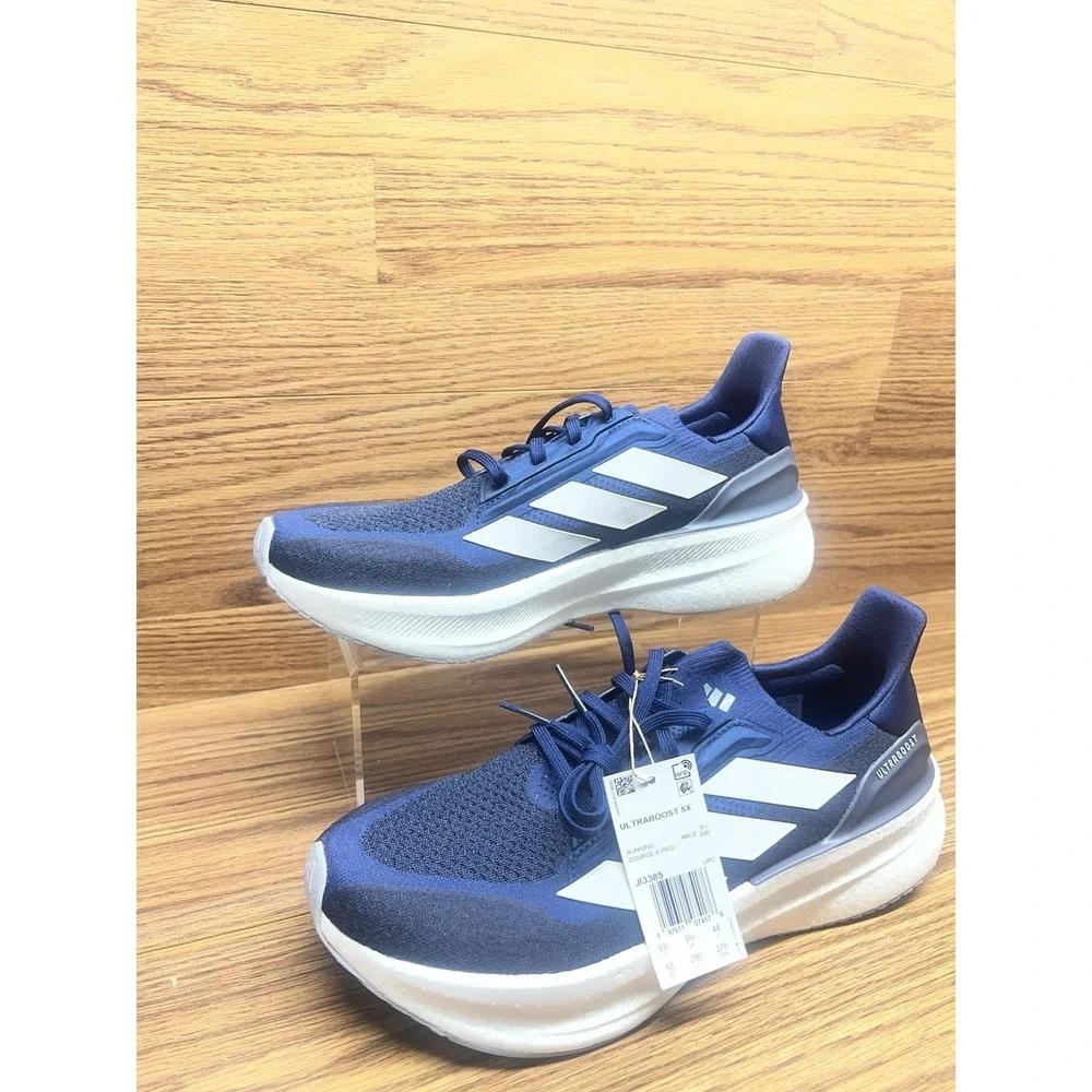 Adidas Ultraboost 5X Running Shoes White Navy Blue Men's Size 10. JI3385